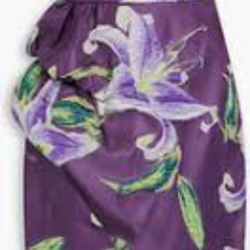 Marchesa Notte purple Jacquard lilly one shoulder midi cocktail dress size 8 - Picture 3 of 9